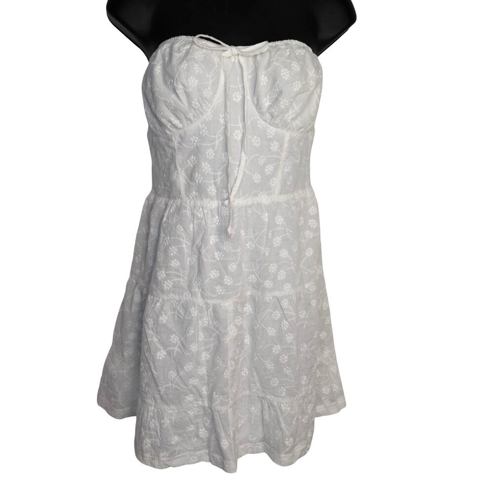 PacSun L. Hearts Womens White Strapless Embroidered Dress S